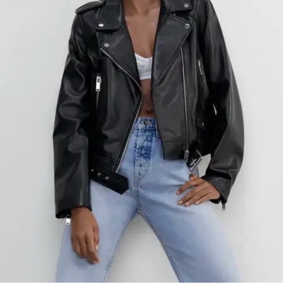Zara 100% Real Leather Motorcycle Jacket - Picture 9 of 14